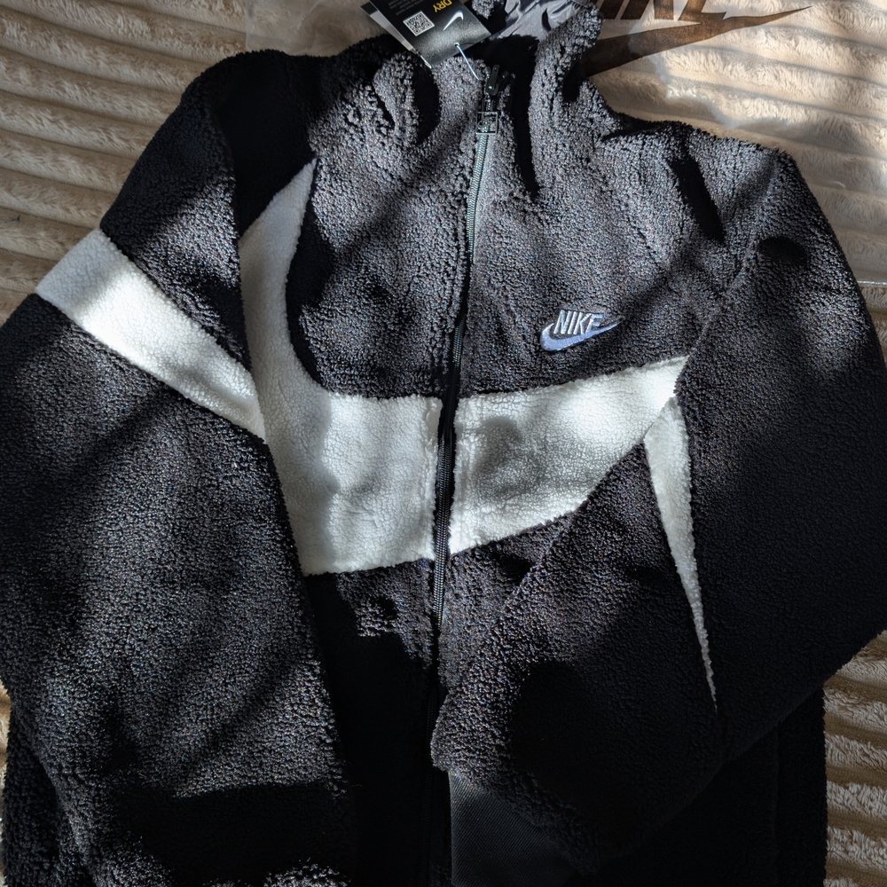 Nike Black and White Fleece Jacket